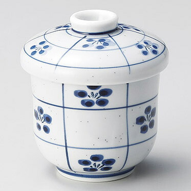 【まとめ買い10個書き割り品】和食器 ロ115-208 梨地市松梅 むし碗【ECJ】