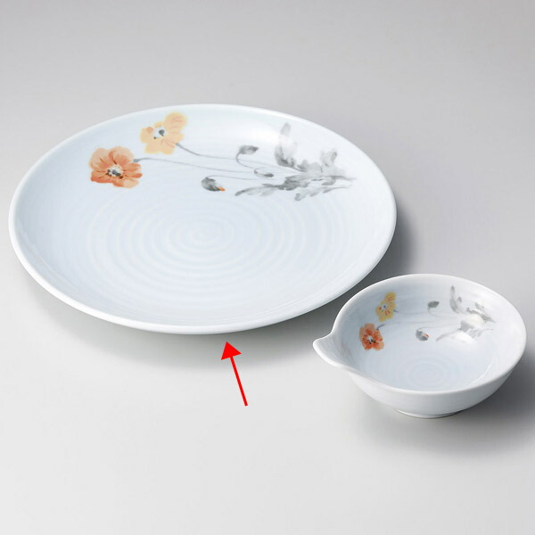 【まとめ買い10個セット品】和食器 オ119-098 青白磁流花25cm皿【ECJ】