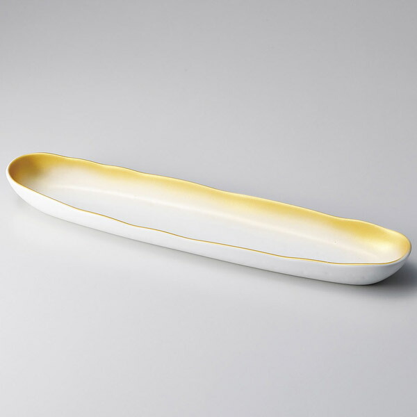【まとめ買い10個セット品】和食器 ツ127-198 金彩吹細長鉢(大)【ECJ】