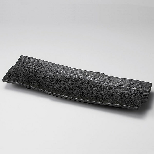 【まとめ買い10個セット品】和食器 イ170-058 黒結晶木目13.0長皿【ECJ】｜マルシェ＆キッチンカーWORLD