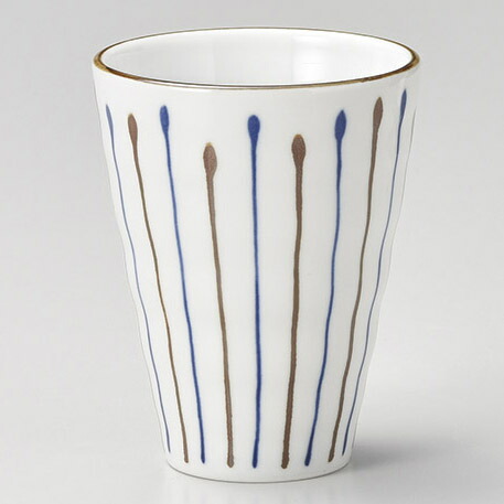 【まとめ買い10個セット品】和食器 コ276-218 紺錆十草 リップルフリーカップ【ECJ】
