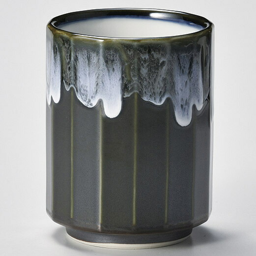 【まとめ買い10個セット品】和食器 テ376-038 織部流し十六角寿司湯呑【ECJ】
