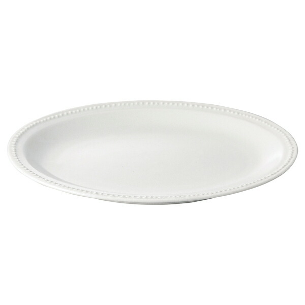【まとめ買い10個セット品】和食器 イ507-138 ドットカラーホワイトオーバルプレート大【ECJ】