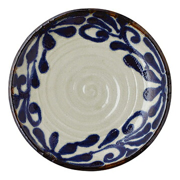 【まとめ買い10個セット品】和食器 ラ424-028 琉球るり唐草・サビ唐草 7.0皿【ECJ】