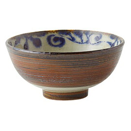 【まとめ買い10個セット品】和食器 ラ424-238 琉球るり唐草・サビ唐草 中平碗【ECJ】