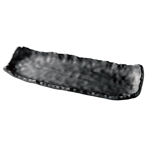 【まとめ買い10個セット品】和食器 ヌ724-198 [M]32.5ひねり長角ゆず目皿 黒マット【ECJ】