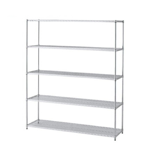 ワイヤーラック 重量棚展開 H212cm 5段 D45.7cm W182.2cm 61-62-11-4 【シリーズ什器 ワイヤーラック・スチールラック ワイヤーラック重量棚タイプ ワイヤーラック 重量棚展開 H212cm 5段スチールラック】【ECJ】