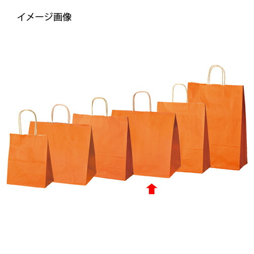 【まとめ買い10個セット品】カラー手提げ紙袋 オレンジ 34×22×32 50枚 61-309-13-4 【店舗什器 小物 ディスプレー ギフト ラッピング 包装紙 袋 消耗品 店舗備品】【ECJ】