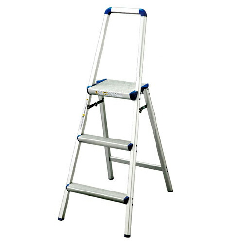 手すり付き踏み台 天板幅広タイプ 3段 H124cm 61-367-11-1 【店舗運営用品 在庫場用品 脚立・踏み台 手すり付き踏み台 天板幅広タイプ】店舗什器 ディスプレー マネキン 装飾品 販促用品 ハンガー ラッピング】【ECJ】