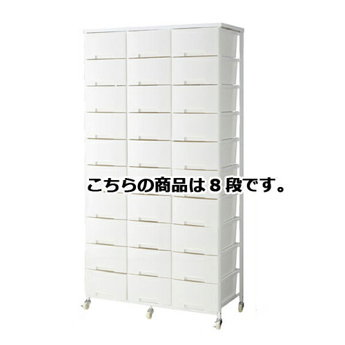 大容量収納プラスチックチェスト 3列(W103cm) 8段 61-363-12-2 【メーカー直送/代金引換決済不可】【店舗備品 店舗インテリア 店舗改装】【ECJ】