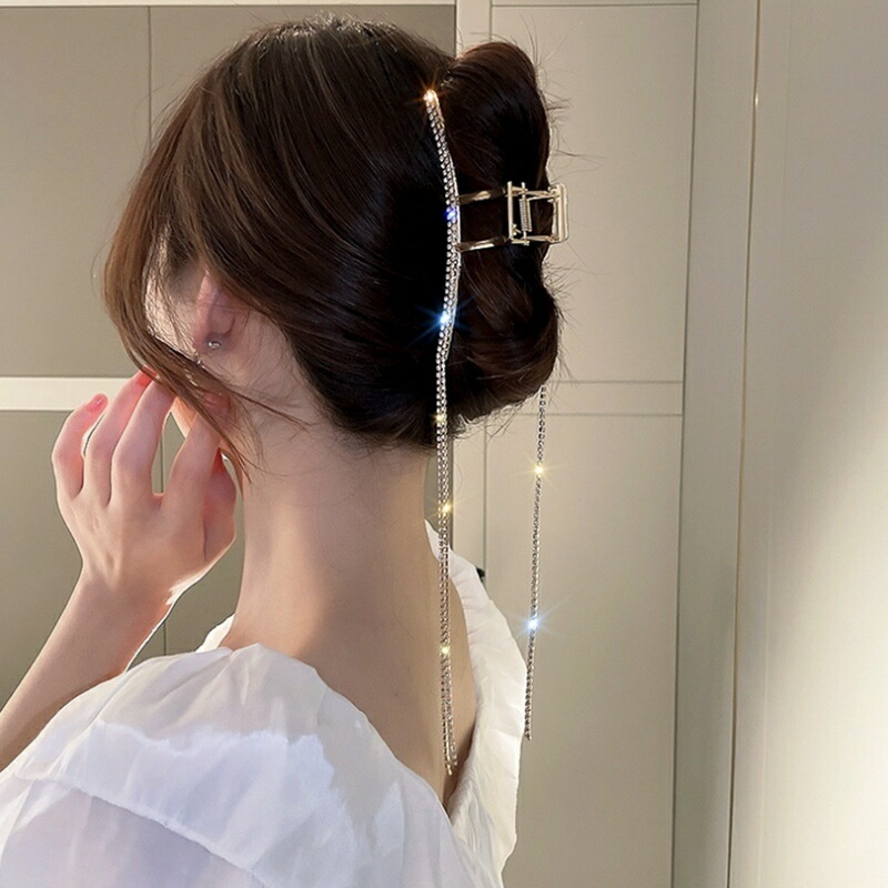 バンスクリップ ヘアアクセサリー おしゃれ かわいい まとめ髪 キラキラ シンプル ハーフ ビジュー ヘアクリップ レディース 大きめ 大人 挟む  簡単 韓国 髪留め 堅実な究極の 韓国