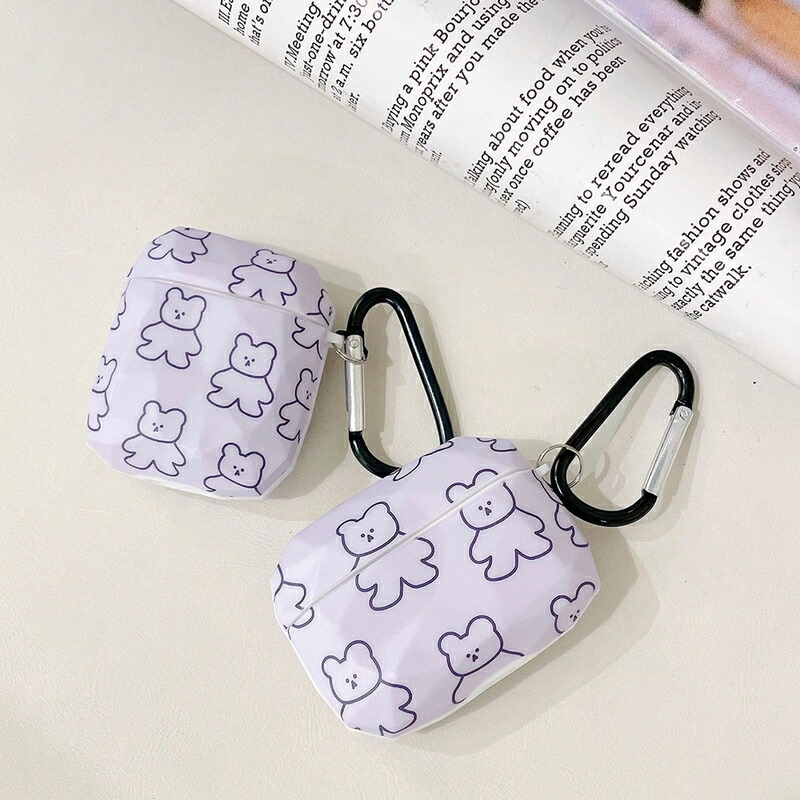 Airpods Pro カラビナ ベアー ケース 3 Tpu かわいい くま エアポッド 韓国 総柄 フック