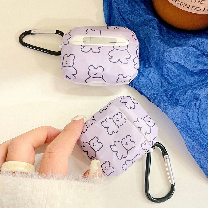 Airpods Pro カラビナ ベアー ケース 3 Tpu かわいい くま エアポッド 韓国 総柄 フック