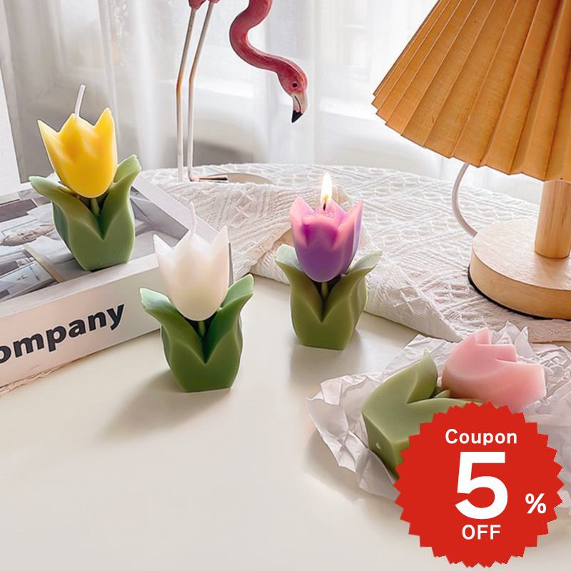 楽天市場】2点セット チューリップ型 花柄 花型 キャンドルホルダー