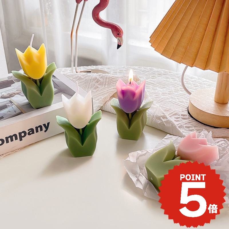 楽天市場】2点セット チューリップ型 花柄 花型 キャンドルホルダー