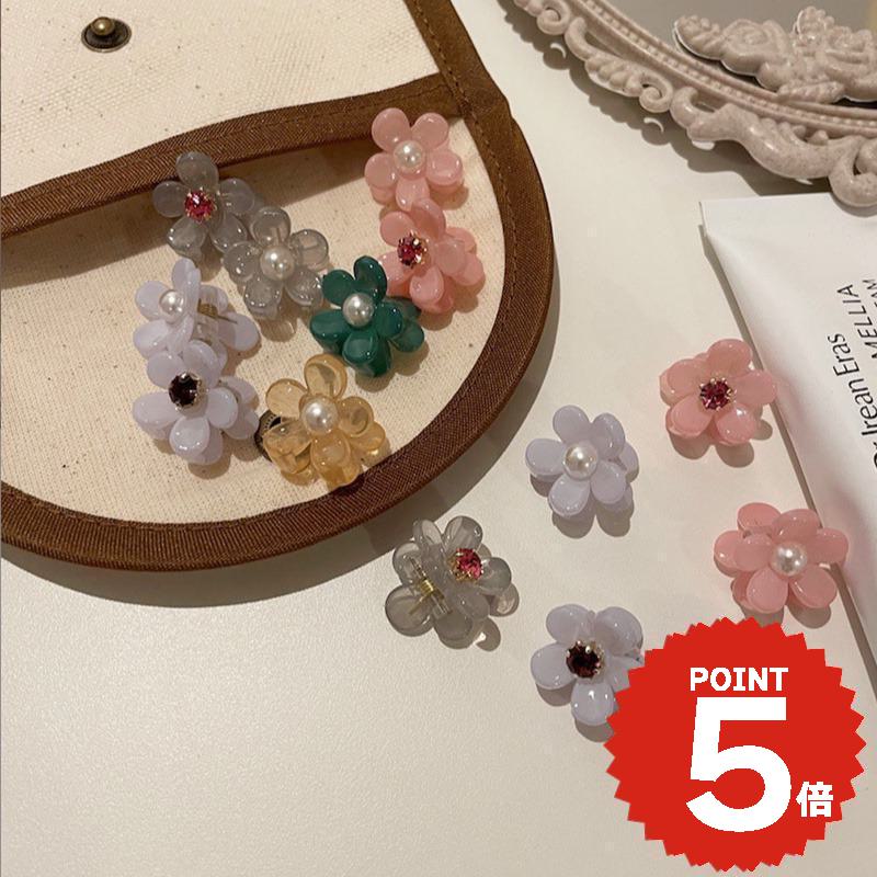 楽天市場】ミニ ヘアクリップ 花 アクリル 5個 入り / ヘア