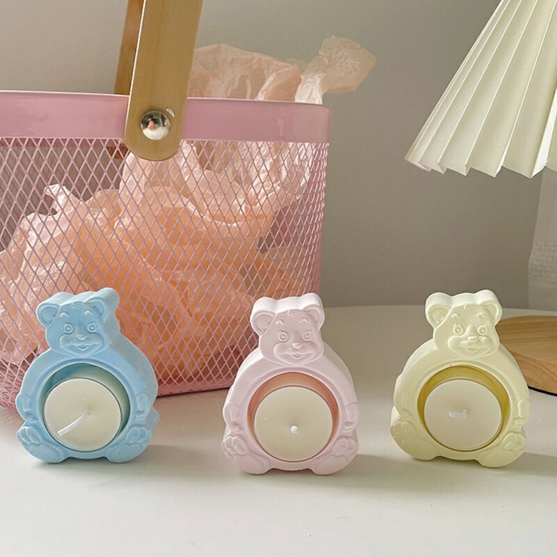 楽天市場 インテリア雑貨 雑貨 韓国雑貨 北欧 インスタ映え 小物入れ キャンドル プレート シンプル おしゃれ くま クマ Bear Candle パステルベアーボウルキャンドル アクセサリーショップエクラン