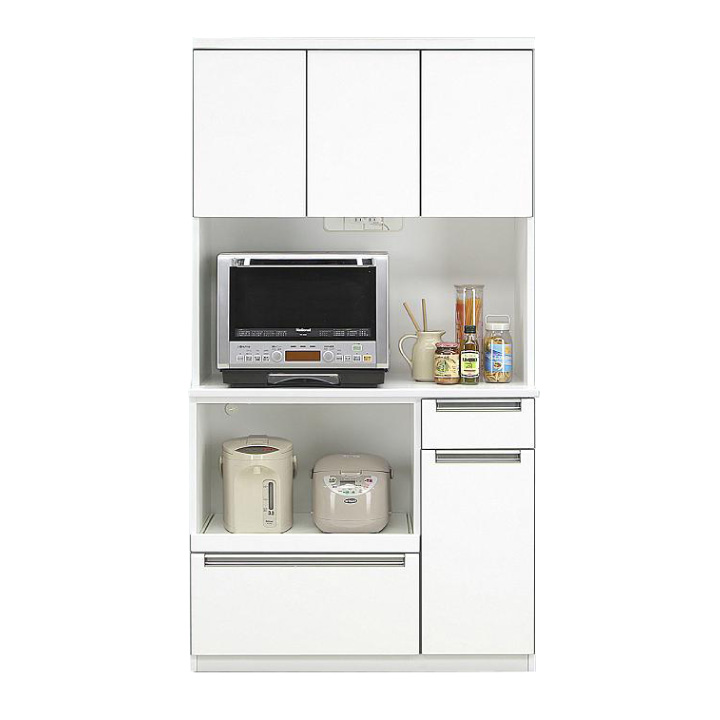 楽天市場】食器棚 レンジ台 レンジボード 完成品 幅100cm ホワイト 白
