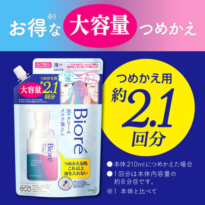 市場 〜7 大容量 メイク落とし P10倍 9:59 クリーム 2セット ☆ ビオレ 泡 送料無料 18 つめかえ用