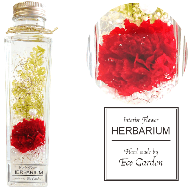 070 大人気！ハーバリウム　安全・高品質なシリコンオイル使用【HERBARIUM（ハーバリウム）】カーネーション（赤）【ラッピング無料】【メッセージカード無料】【母の日】【カーネーション】【ギフト】【母の日ギフト】