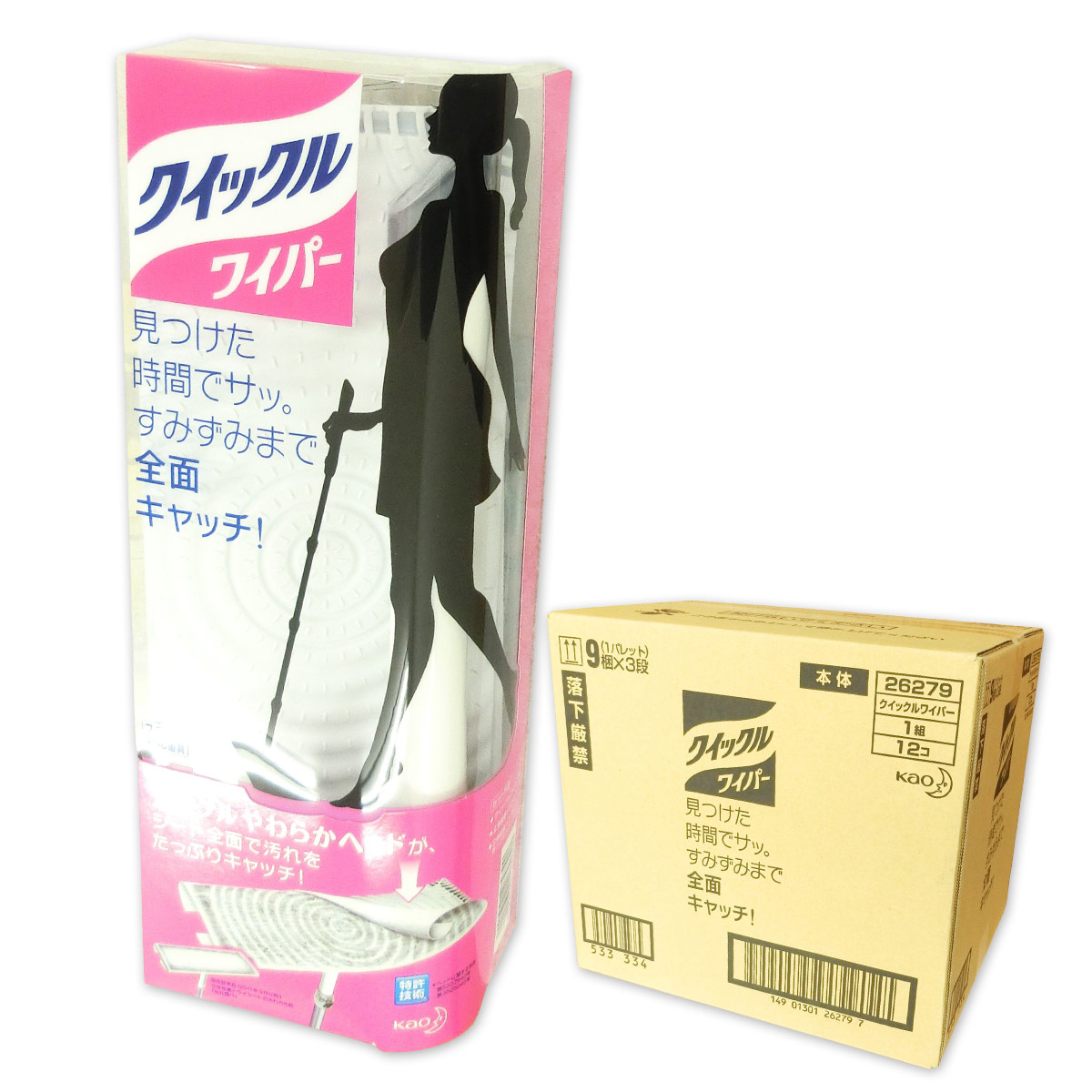 クイックルワイパー 本体 × 12書き割り 【名取り草 kao】【26279】