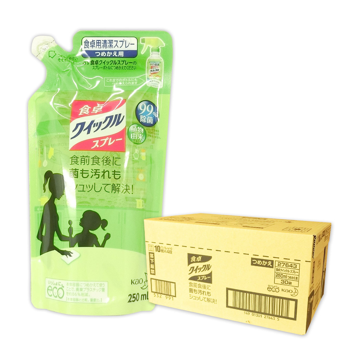 ちゃぶ台クイックル 吹きつける つめかえ用 250ml × 30容器に並べる 【名取り草 kao 100大きさ】【27643 kzh】