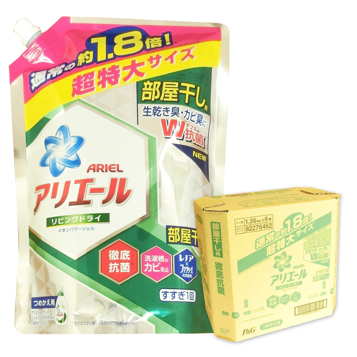 楽天市場 アリエール リビングドライ イオンパワージェル つめかえ用 超特大サイズ 1 26kg 6パック P G Kzh エコ肥料店