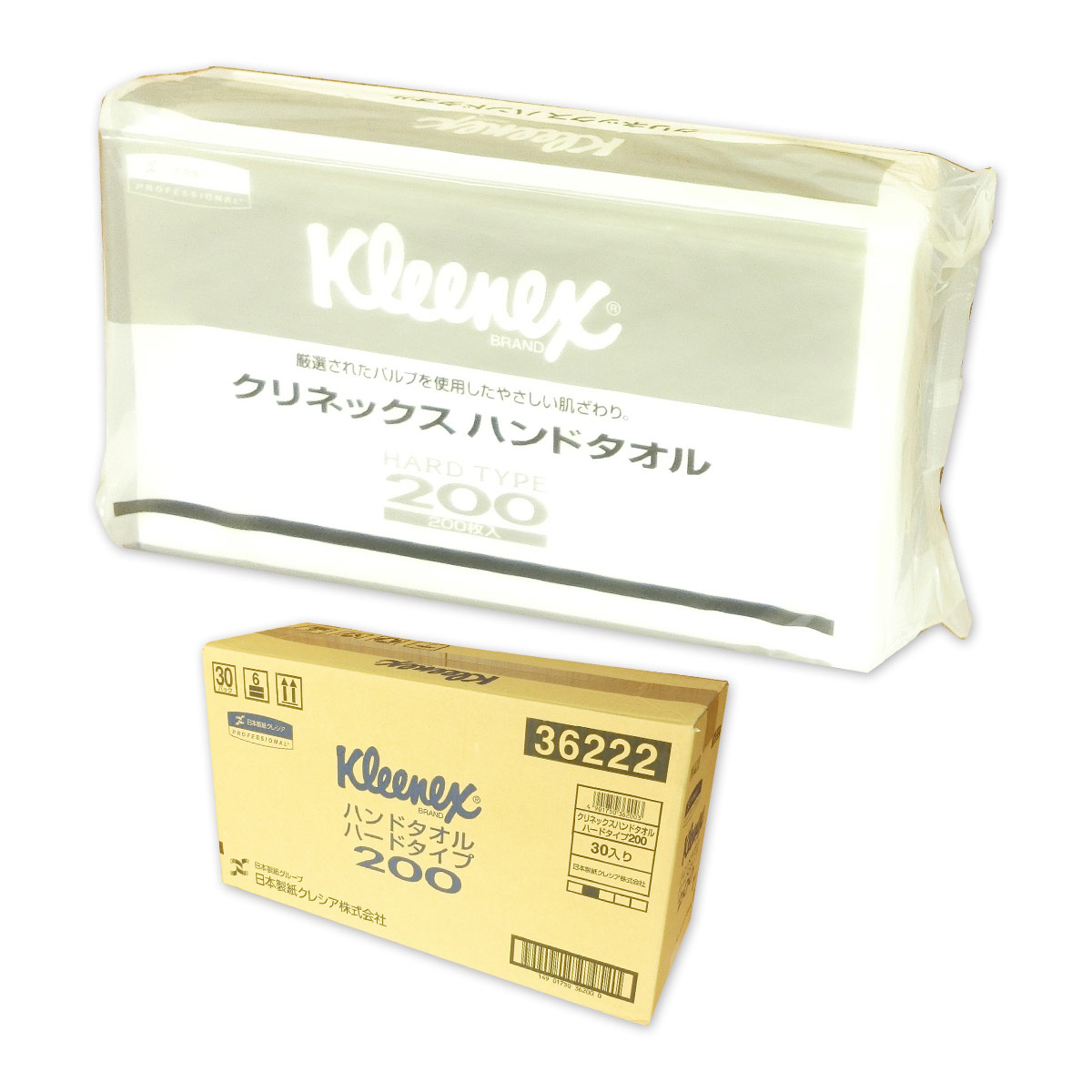 クリネックス ハンドタオル ハードタイプ 200 中判 200枚 × 30パック 【日本製紙クレシア 業務用 140サイズ】【36222】
