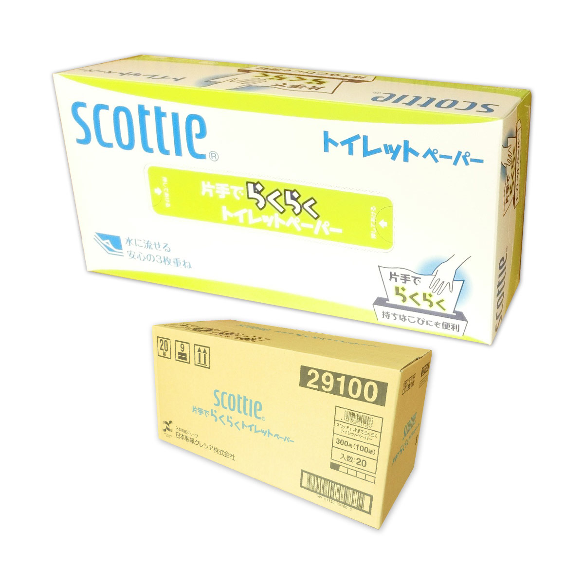 楽天市場 スコッティ 片手でらくらくトイレットペーパー 3枚重ね 100組 箱 日本製紙クレシア エコ肥料店