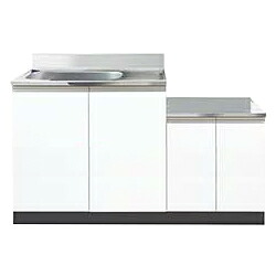 イースタン加工 コマーシャル2-135A コンロ台付流し台 [間口135糎 奥ふかさ55糎 高さ80糎］壁出し水栓印字機