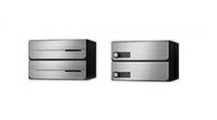 【2戸用】ナスタ 集合郵便受箱(ヨコ型)D-ALL KS-MB3402PU-2LK-S 両側防滴型 W360×H100 前入後出・上開き 可変ダイヤル錠 ステンレスヘアライン