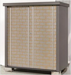 タカヤマ物置 ディープシリーズ TJS-1215HB-S 幅1200×奥行820×高さ1500mm 扉ブロック柄 シルバー  お客様組立