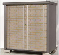 タカヤマ物置　ディープシリーズ　TJS-1515HB-S　幅1550×奥行820×高さ1500mm 扉ブロック柄　シルバー お客様組立