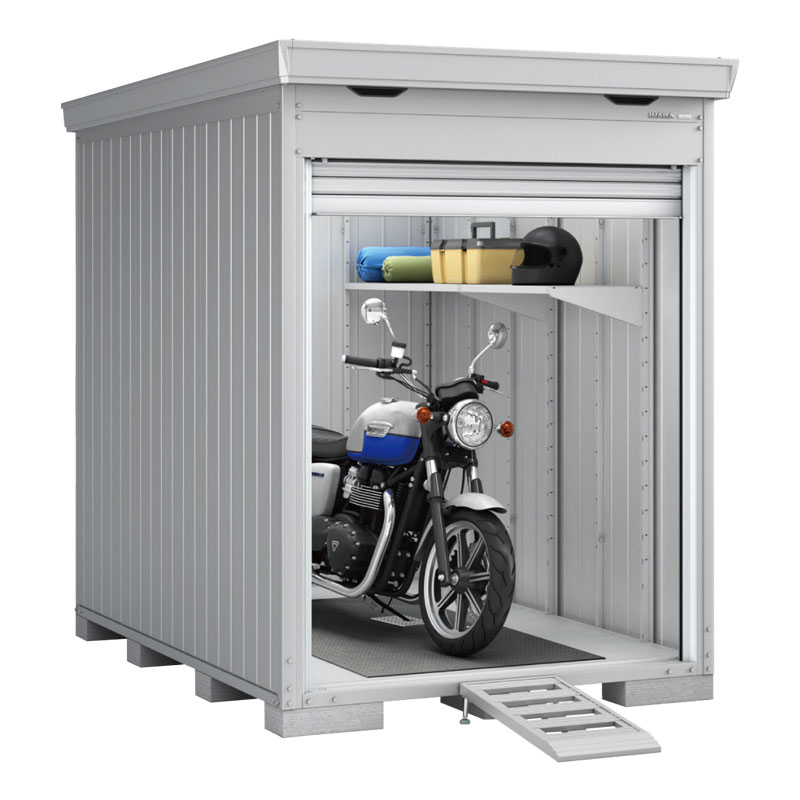 イナバ物置 バイクガレージ バイク保管庫 FM-1826HYN 床付タイプ 多雪型 ハイルーフ クールシルバー色 [製品5年保証]