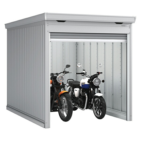 イナバ物置 バイクガレージ バイク保管庫 FM-2230HD 土間タイプ 多雪型 ハイルーフ ガンメタリック色 [製品5年保証]｜環境生活