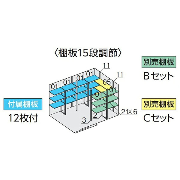 イナバ物置 フォルタ FS-3622H用オプション 別売棚Cセット|環境生活