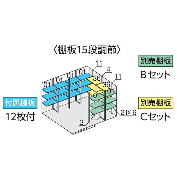 イナバ物置 フォルタ FS-3626H用オプション 別売棚Bセット