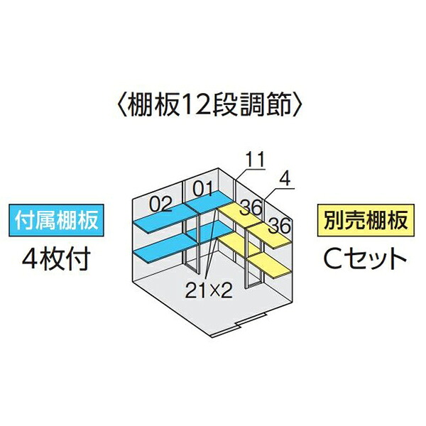 楽天市場】イナバ物置 フォルタ FS-2214H用オプション 別売棚Cセット 