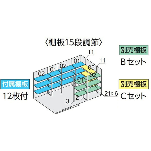 イナバ物置 フォルタ FS-4422H用オプション 別売棚Cセット