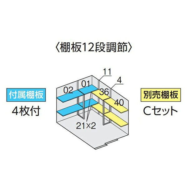 イナバ物置 フォルタ FS-2226S用オプション 別売棚Cセット