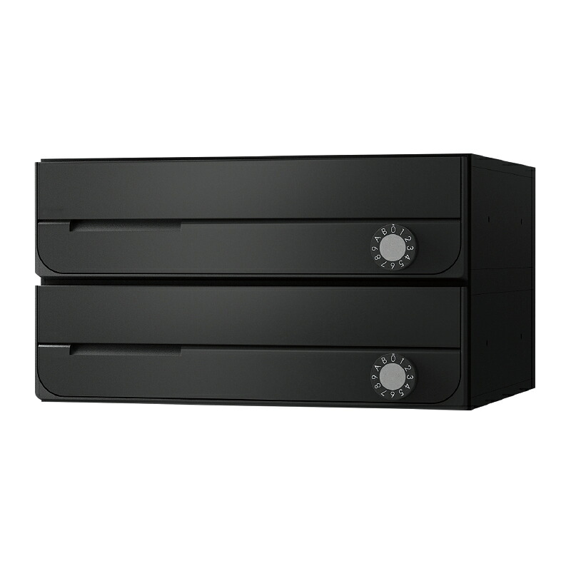 【2戸用】ナスタ 顔を合わせる置き手紙受箱(ヨコ型)D-ALL KS-MB3002PU-2L-BK 屋内用 W360×H100 前入前出･上開き 静音大型文字盤 黒いこと