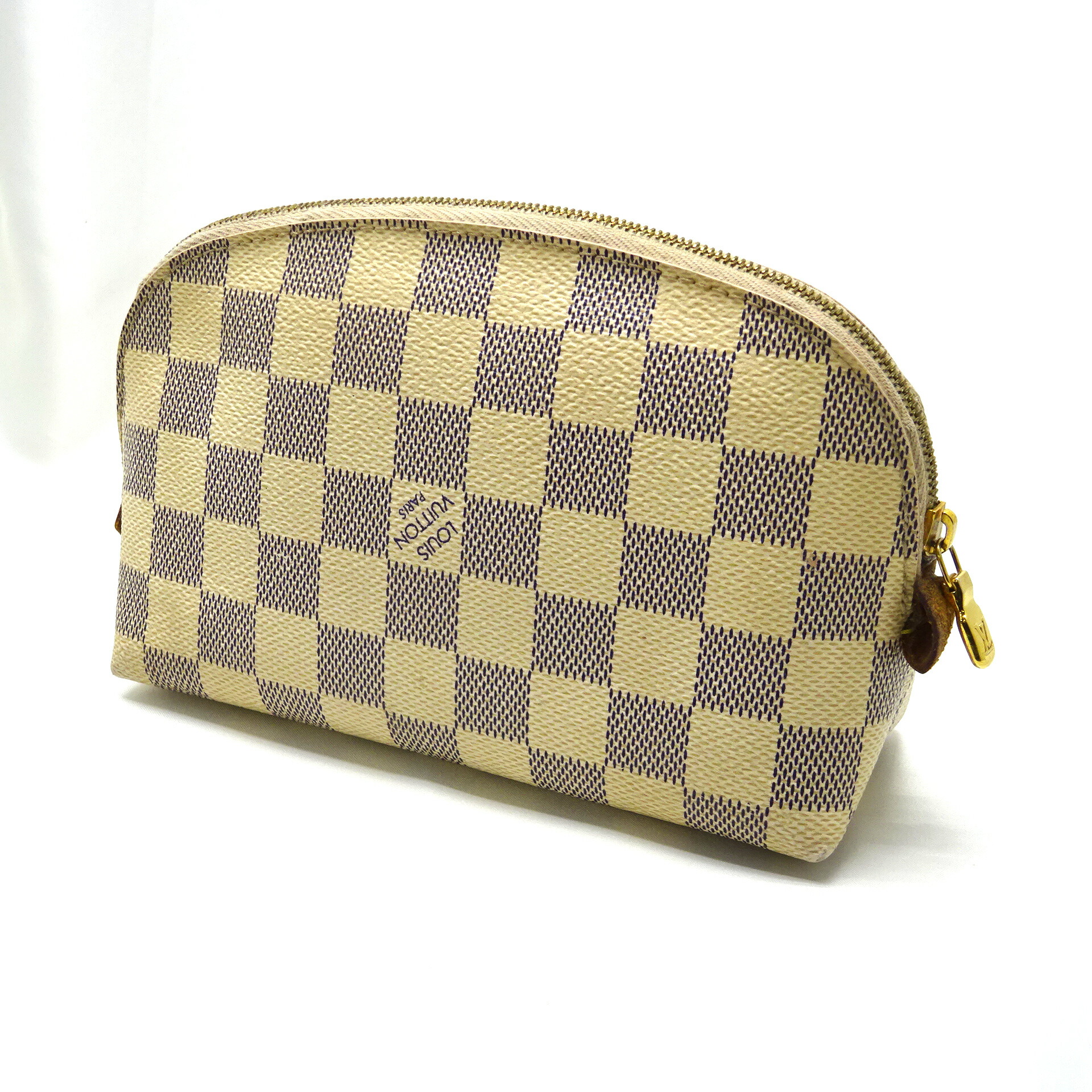 【中古】 LOUIS VUITTON ルイ・ヴィトン  N60024 ダミエ･アズール コスメティックPM ポシェット･コスメティック 合切袋 レディース 小物 メイク合切袋 白いこと系 バス発着場併売品