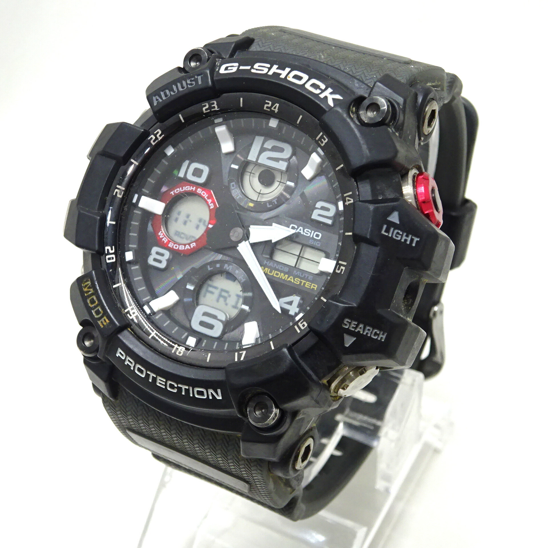 【中古】CASIO  カシオ  G-SHOCK ジーショック  MUDMASTER  マッドマスター GWG-100 ウォッチ 腕時計 メンズ 電波ソーラー  20気圧防水  防塵 防泥 ブラック系 店舗併売品