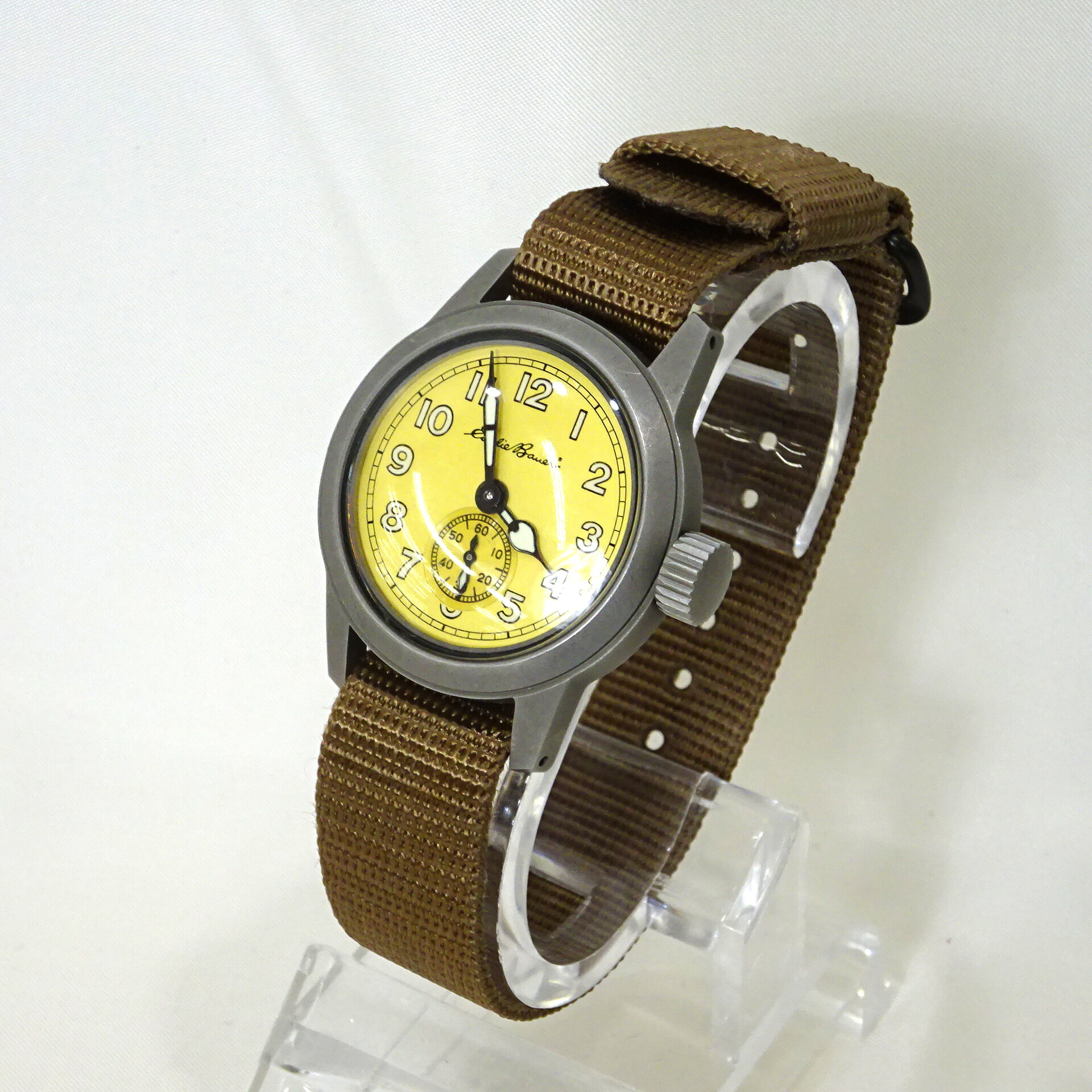 【中古】 eddie bauer エディーバウアー ミリタリーウォッチ A-11 メンズ腕時計 ポリレジン ナイロンベルト ウォッチ 腕時計 ミリタリー アウトドア カーキブラウン系　店舗併売品