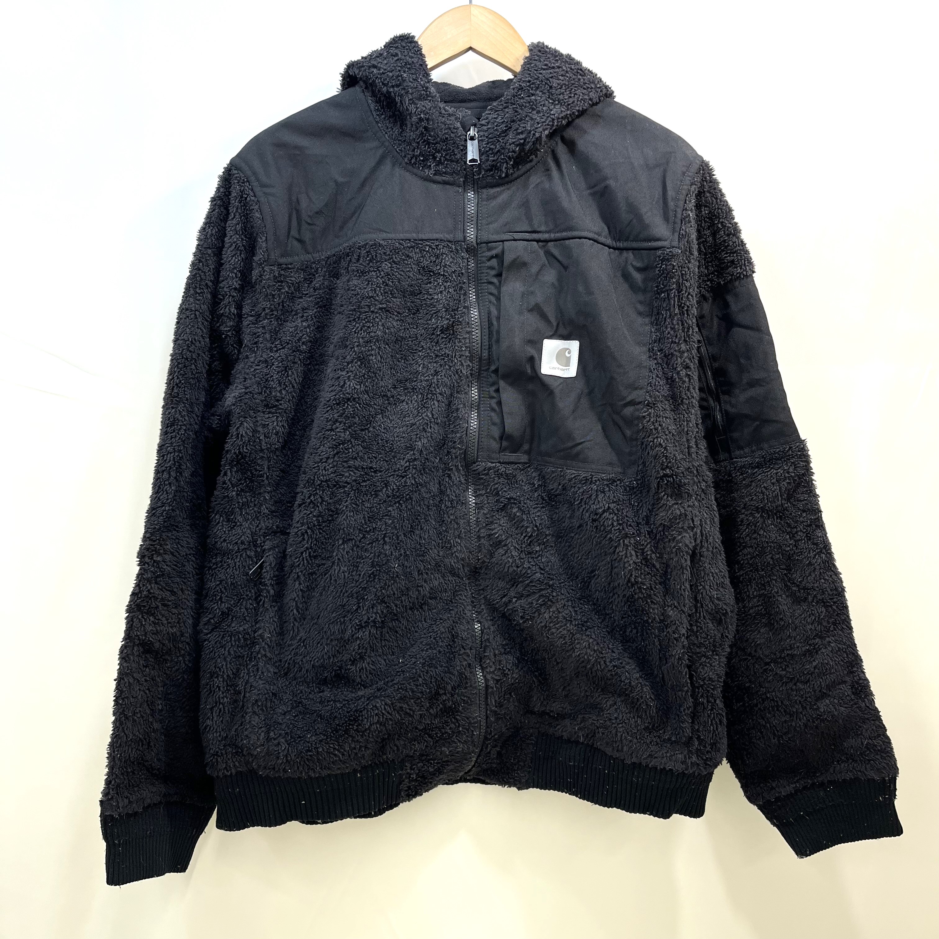【ゆかちゃん様】Carhartt ボア襟パープルジャケット ナイロン × 裏ボア スタンドカラー ジップアップ ジャケット