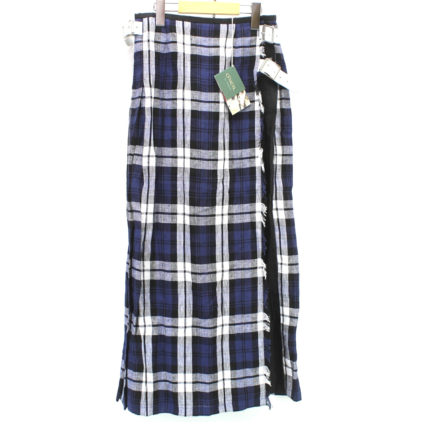 【中古】O'NEIL of DUBLIN オニールオブダブリン COMBINATION FASHION KILT コンビネーション スカート 127-91 サイズ8 ネイビー系 ブラック系 ホワイト系 タグ付き レディース
