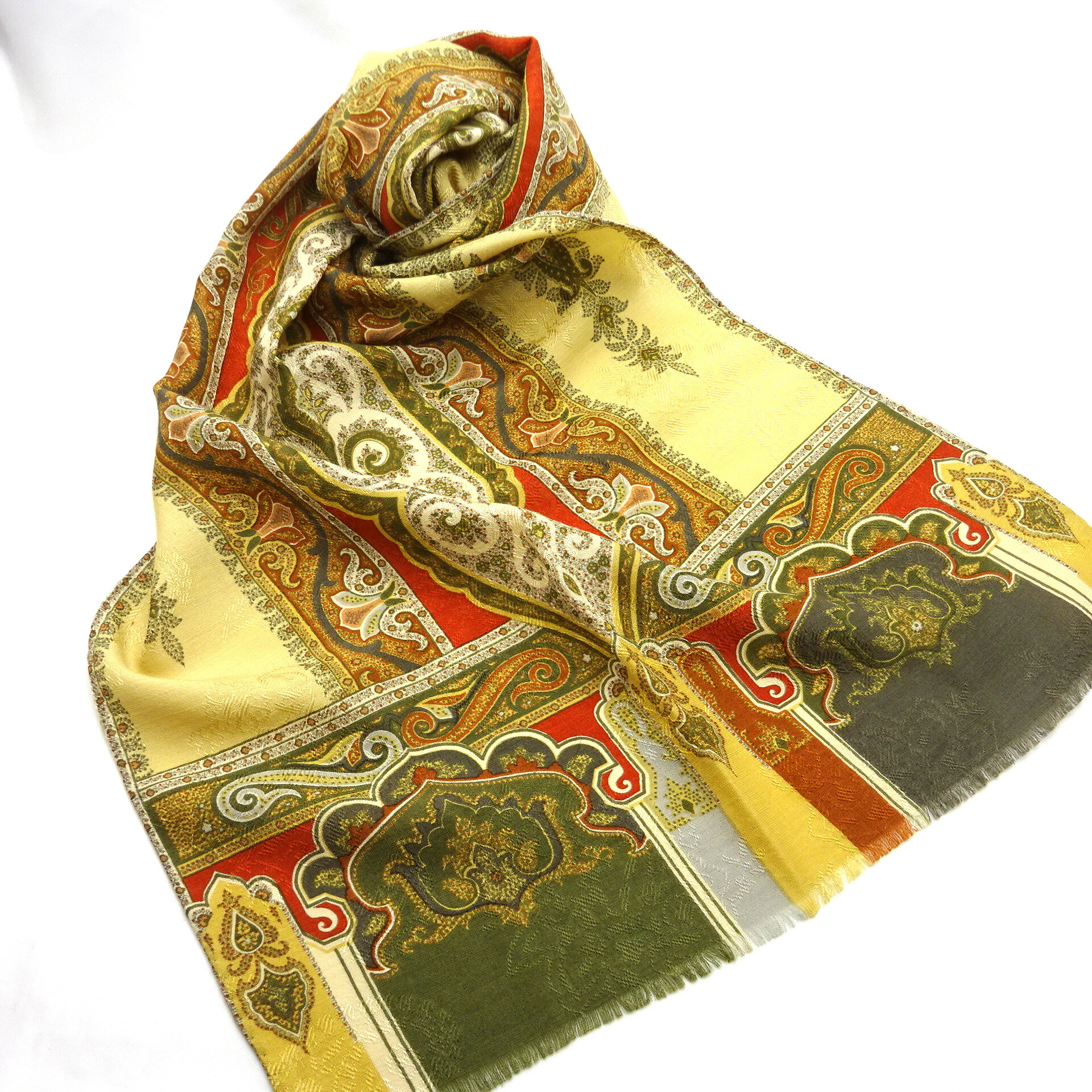 最終価格‼️【美品】ETRO　エトロ　イタリア製シルクショール 未使用 ETRO イタリア製 ウール×シルクストール ペイズリー柄