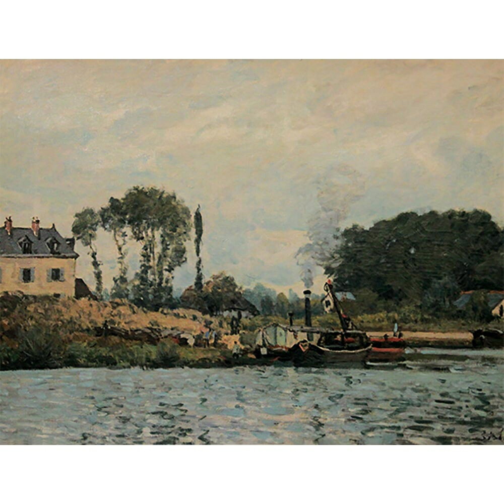 ブージヴァルの港の船 【15号】 アルフレッド・シスレー 【 額縁が選べる 額入り 複製画 絵画 】|マスクのエコワン