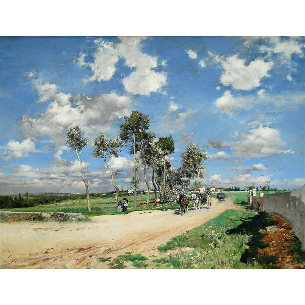 コンブ・ラ・ヴィルの大通り 【15号】 ジョバンニ・ボルディーニ 【 額縁が選べる 額入り 複製画 絵画 】|マスクのエコワン
