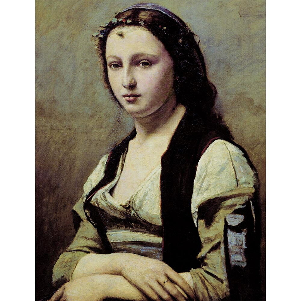 真珠の女 【15号】 ジャン=バティスト・カミーユ・コロー 【 額縁が選べる 額入り 複製画 絵画 】|マスクのエコワン